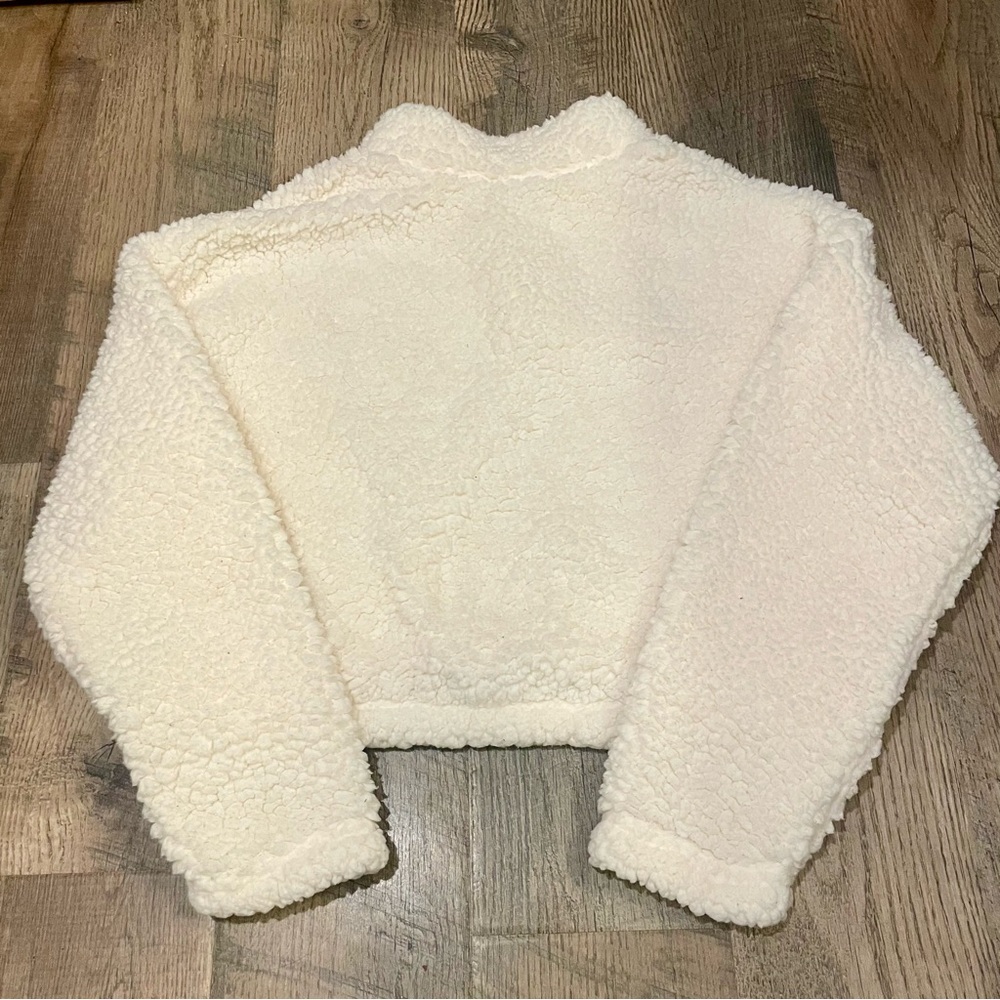 PacSun Women's Cream Fuzzy Teddy Jacket - Small - Picture 3 of 3